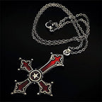 IWAMON-BIJOUX-Collier Croix Gothique Punk Rouge