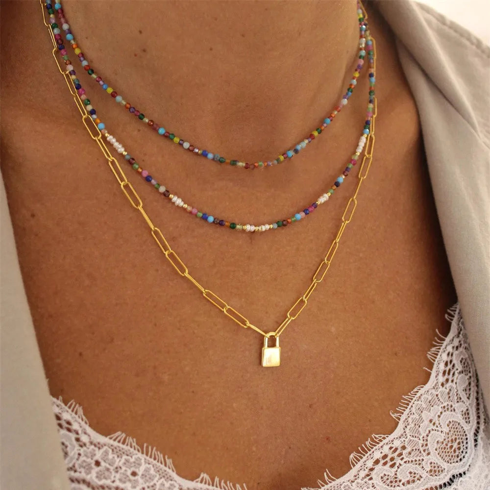 IWAMON-BIJOUX-Colliers bohème avec perles colorées et pendentifs