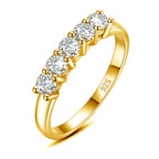 Bague Alliance 5 Pierres Moissanite Argent 925 - Cadeau de Noël Élégant