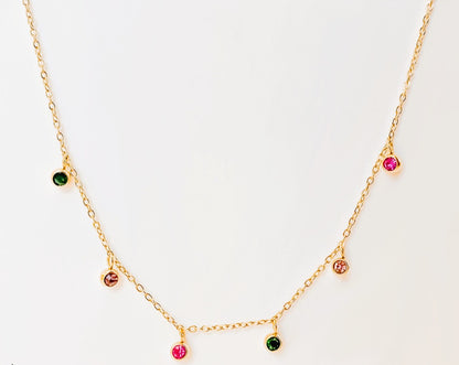IWAMON-BIJOUX - Collier Chaîne Pierres Colorées Multicolores